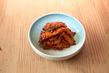 Deodeok banchan is seasoned gochujang
