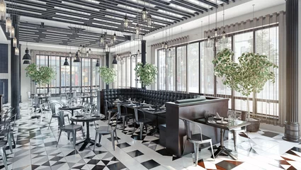 Papier Peint photo Lavable Restaurant modern restaurant interior design.