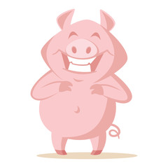 Cute pig Vector illustration isolated on white background