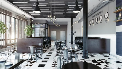 Crédence de cuisine en verre imprimé Restaurant design d& 39 intérieur de restaurant moderne.