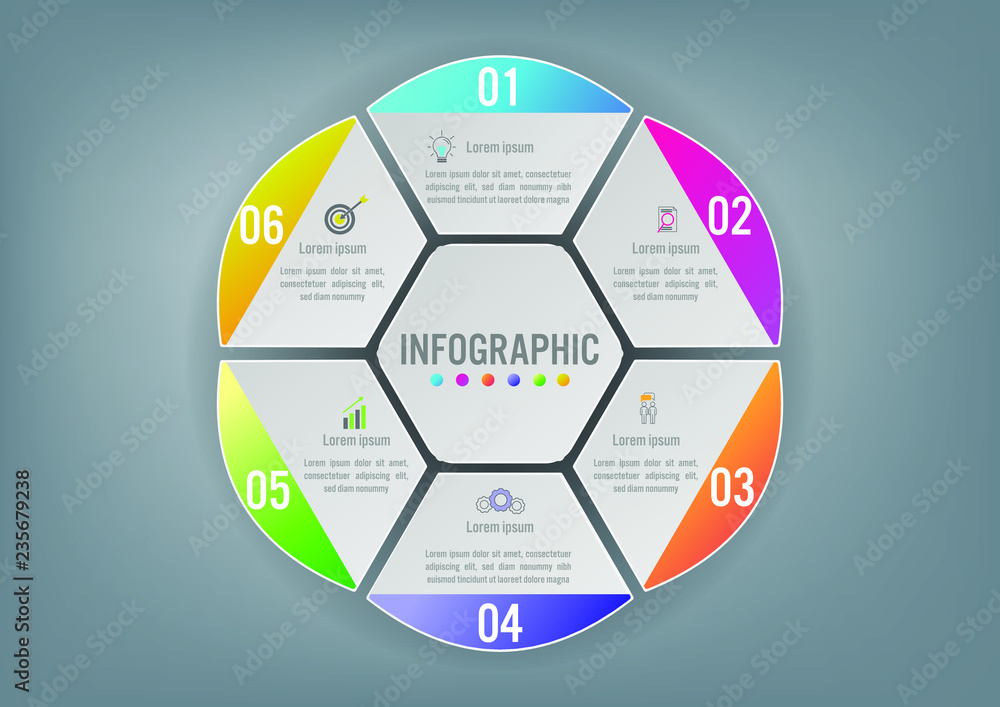 Wall mural Business infographic template with options hexagonal shape,Creative concept for infographic.