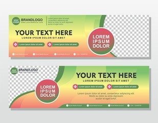 Banner design template with green, yellow and red gradation color 