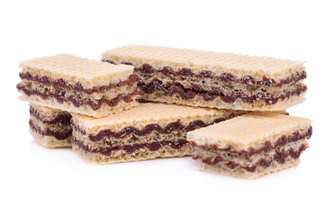 Wafers with chocolate isolated on white background