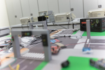 Electrical engineering classroom, measuring devices in the laboratory, electrical laboratory And testing equipment.