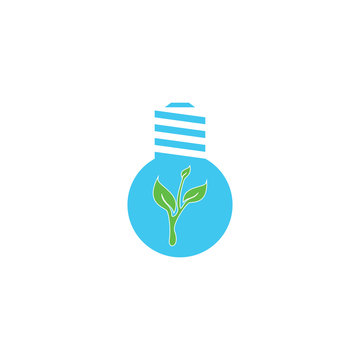 Saving anergy logo, Bulb lamp with leaf logo