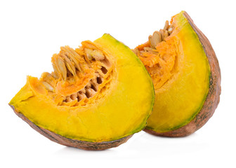 slice pumpkin isolated on white background.