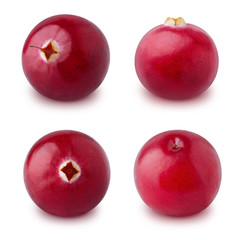 Set of cranberries isolated on a white.