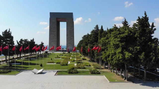 The &Ccedil;anakkale Martyrs' Memorial is a war memorial commemorating the service of about 253,000 Turkish soldiers who participated at the Battle of Gallipoli.
