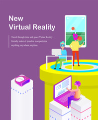 New Virtual Reality Cartoon Banner with Gadgets