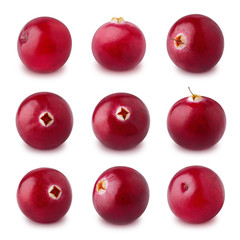 Set of cranberries isolated on a white.