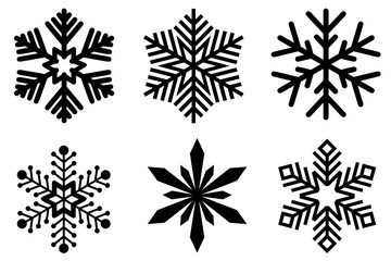 Set of different snowflakes isolated on white