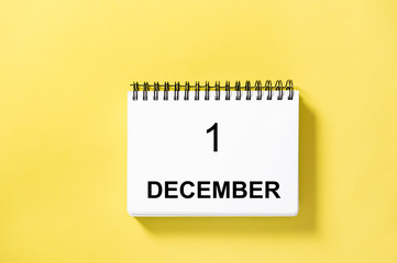 Calendar book date yellow background 1 december