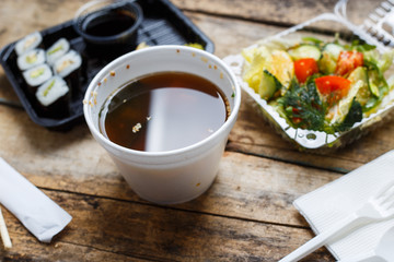 Food delivery concept background. Business lunch