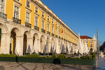 Obraz premium Sunrise in Early morning at Comércio Plaza, Praça do Comércio, Lisboa, Lisbon, Portugal