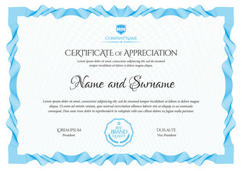 Certificate template. Diploma of modern design or gift certificate.