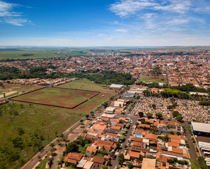 Aerial landscape city (Sao joaquin da barra - Sao Paulo - Brazil). October, 2018.