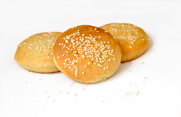 Homemade cookies with sesame seeds on a white background. Isolate