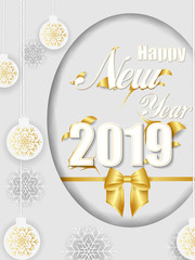 Naklejka premium Seasons greetings background for Happy New Year 2019