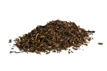 Loose Darjeeling black indian tea, isolated on white background
