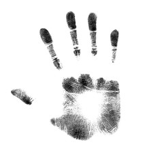 Right hand print in Black and White