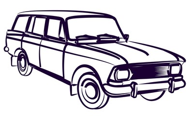 The Sketch of a old retro car.