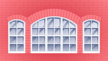 Window and brick wall vector illustration.
