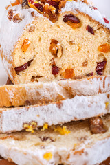traditional homemade Christmas sweet bread with dried fruit