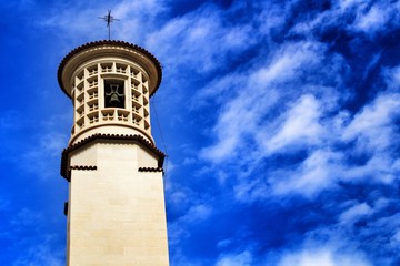 Fototapeta na wymiar San Juan church tower in the neighborhood of Raval