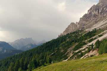 Fototapeta premium Beautiful Dolomite Mountains near Misurina Mountain Lake.