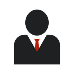 Vector businessman icon. Flat illustration. Simple businessman icon with red tie.