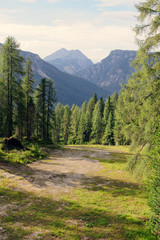 Beautiful Dolomite Mountains near Misurina Mountain Lake.
