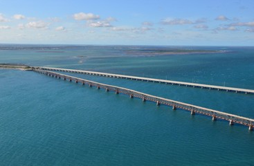 Looking at he Florida keys from a Helicopter