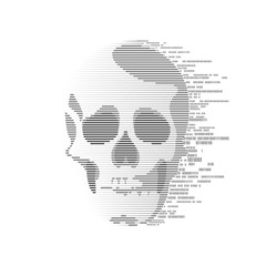 concept of virus computer, internet piracy and hacking, shape of skull combined with binary code