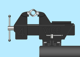 iron nut clutched in a Realistic Vice 