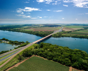 bridge between the states of sao paulo and minas gerais. Big River or Rio Grande in portuguese. October, 2018.