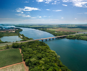bridge between the states of sao paulo and minas gerais. Big River or Rio Grande in portuguese. October, 2018.