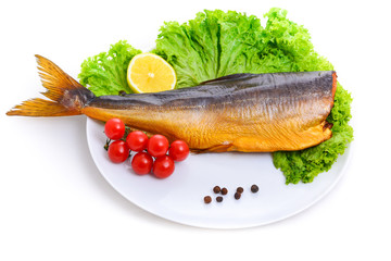 Smoked salmon on a platter