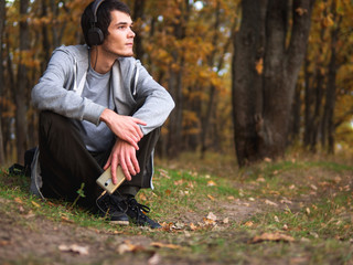 Man listening to music in the Park