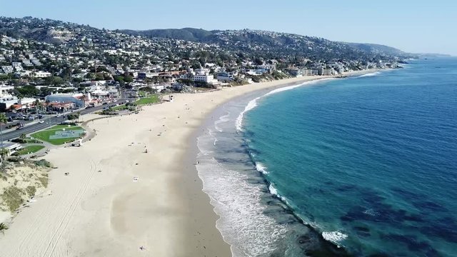 Laguna Beach, California ocean coast landscape drone views