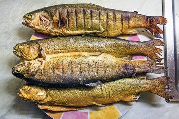 grilled trouts on the plate