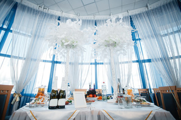 Elegantly decorated restaurant for celebrating weddings, style, design