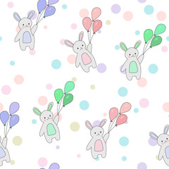 Cute seamless pattern of rabbits.