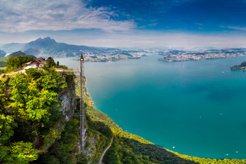 Hammetschwand elevator in Alps near Burgenstock with the view of Swiss Alps and Vierwaldstattersee, Switzerland, Europe © Eva Bocek