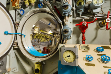 Fototapeta premium Interior of Russian submarine - Moscow museum