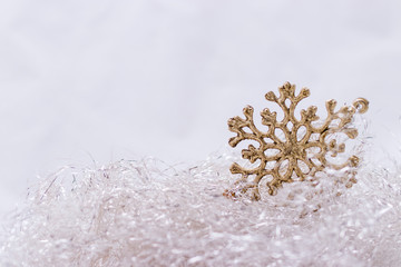 christmas background with copy space golden snowflake