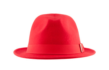 Red hat isolated on white background - obrazy, fototapety, plakaty