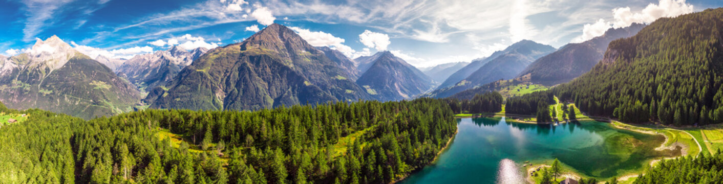 Arnisee with Swiss Alps. Arnisee is a reservoir in the Canton of Uri, Switzerland, Europe