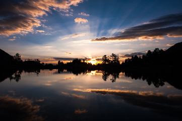 Lake reflections sunrise