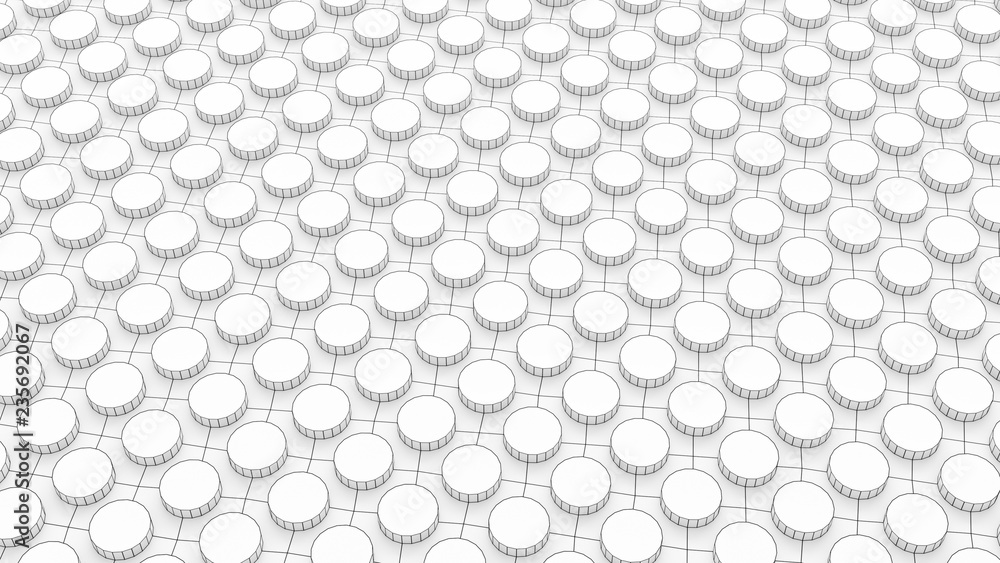 Poster 3d render - abstract polygonal/circle wireframe surface texture