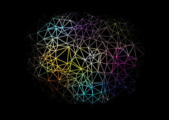 colorful polygonal line on black abstract background
